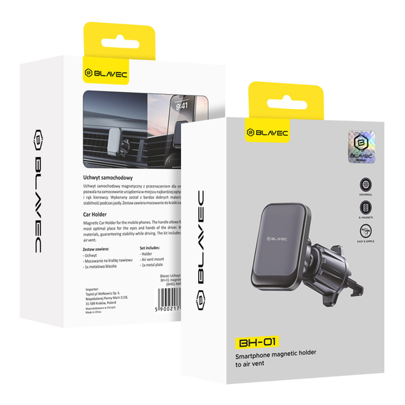 Magnetyczny uchwyt samochodowy do kratki nawiewu, do smartfonów