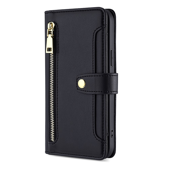 Etui z klapką do Oppo Reno8 T 4G, Wallet Zipper Pocket, czarne