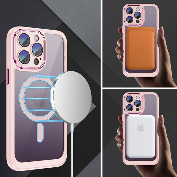 Etui do iPhone 15 Pro, ERBORD Impact Guard, do MagSafe, różowe