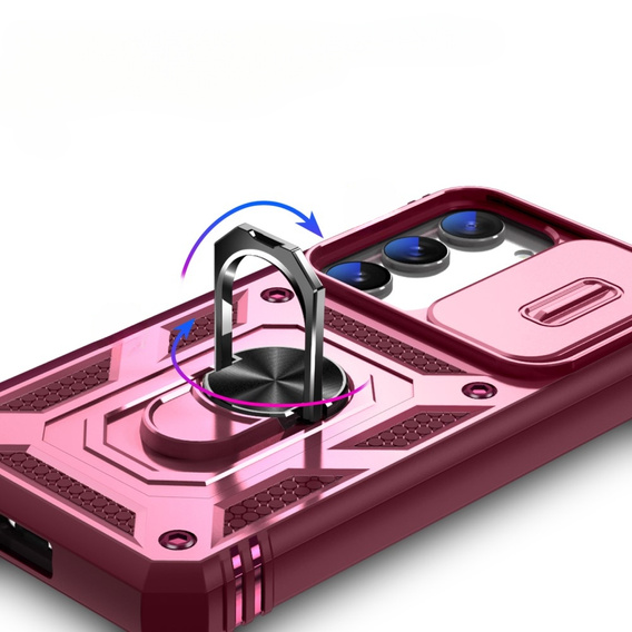Etui pancerne do Samsung Galaxy S23 Plus, CamShield Slide, różowe / czerwone