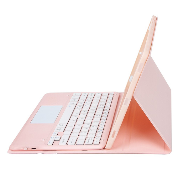 Etui z klawiaturą do Samsung Galaxy Tab S9+, Leather Pen Slot TouchPad, różowe rose gold