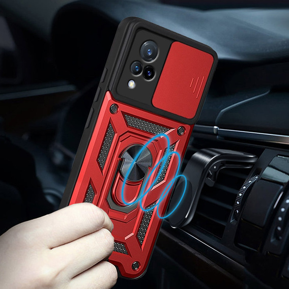 Etui pancerne do Vivo V21 5G, CamShield Slide, czerwone