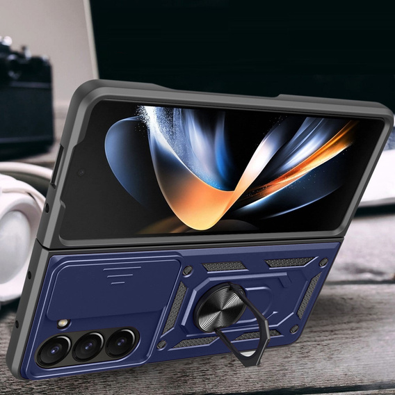 Etui pancerne do Samsung Galaxy Z Fold5 5G, CamShield Slide, niebieskie