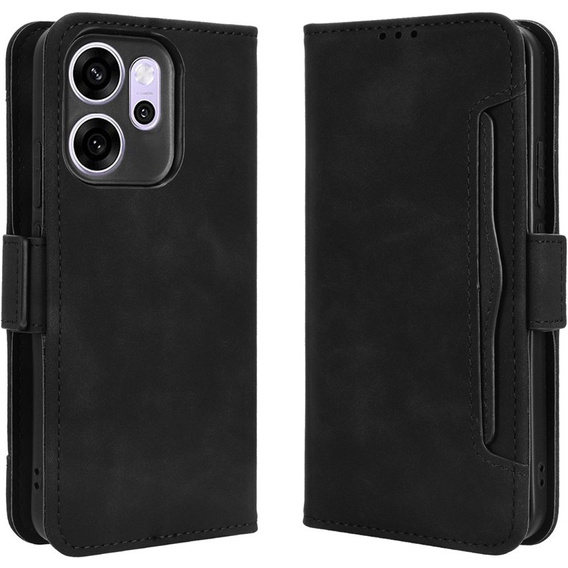 Etui z klapką do Oppo Reno 14F, Card Slot, portfelowe, czarne