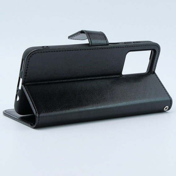 Etui z klapką do Motorola Moto G54 5G, Crazy Horse Wallet, czarne