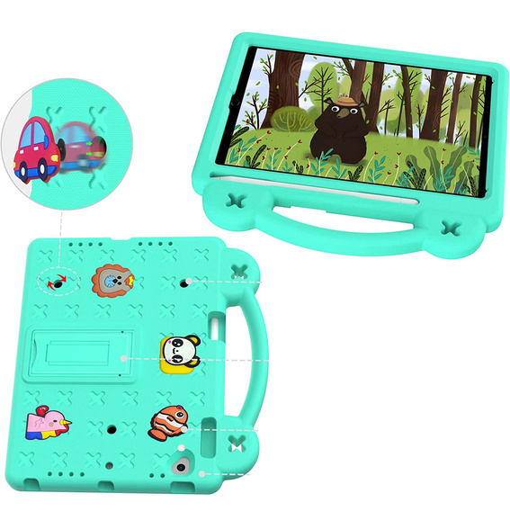Etui do iPad 9.7" 2018/2017 (6/5 gen.) / Pro 9.7" 2016, Cute Patterns, z podstawką, Zielone