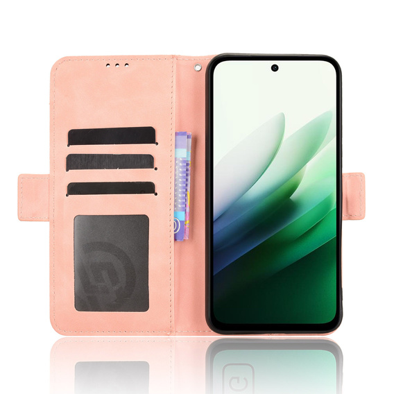 Etui z klapką do Xiaomi Redmi 15 5G / 4G, Card Slot, portfelowe, różowe