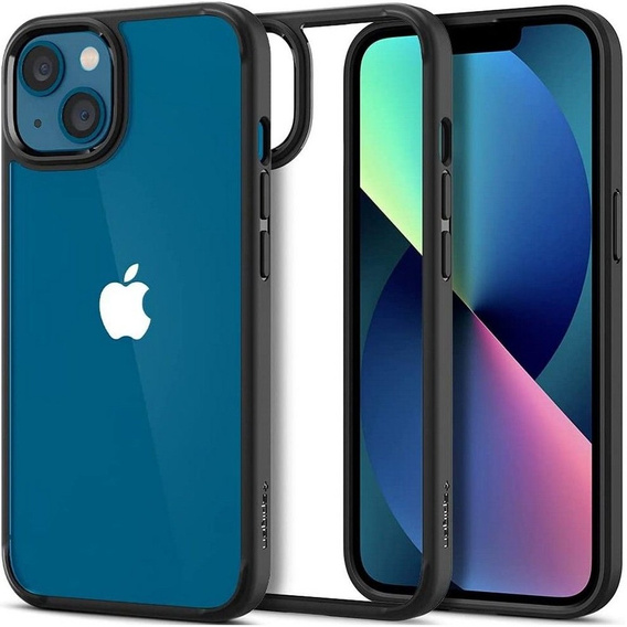 Etui Spigen do iPhone 13, Ultra Hybrid, matowe czarne + szkło