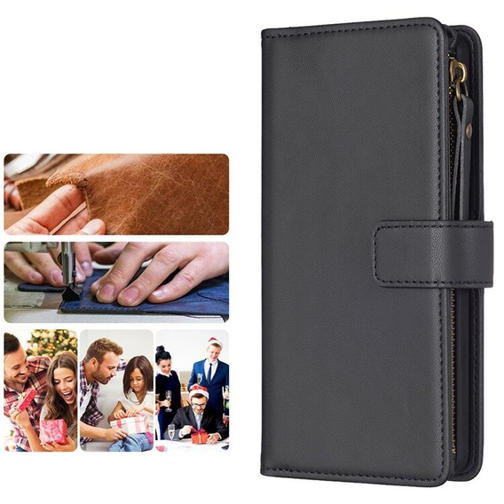 Etui z klapką do Xiaomi Redmi 13C / Poco C65, Wallet Zipper Pocket, czarne