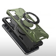 Etui do Samsung Galaxy S24, pancerne z podstawką i blaszką do uchwytu, zielone