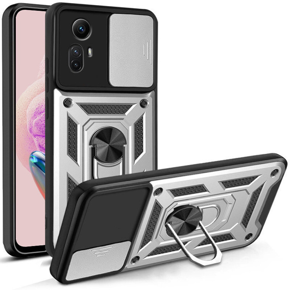 Etui pancerne do Xiaomi Redmi Note 12S 4G, CamShield Slide, srebrne