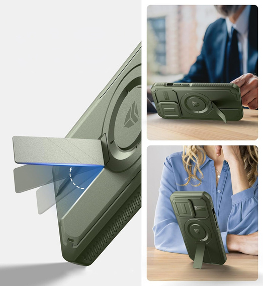 Etui Dexnor z MagSafe i osłoną aparatu do iPhone 13 Pro – zielone