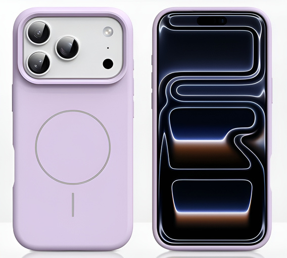 Etui silikonowe do iPhone 17 Pro, do MagSafe, antywstrząsowe, fioletowe