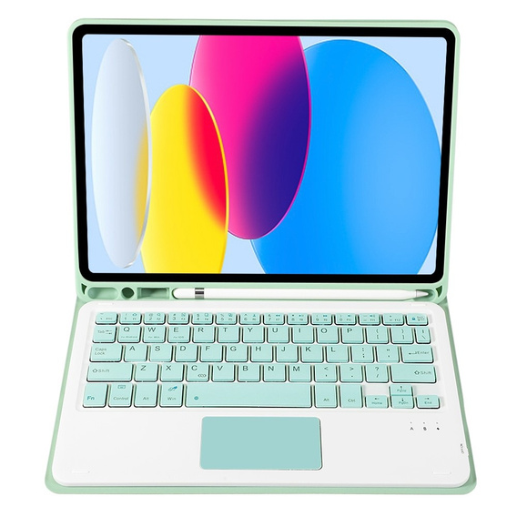 Etui z klawiaturą do iPad 11" 2025 A16 (11 gen.) / iPad 10.9" 2022 (10 gen.), TouchPad Pen Slot, jasnozielone