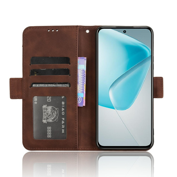 Etui z klapką do Infinix Hot 50 Pro+ 4G, Card Slot, brązowe