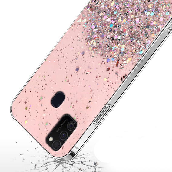 Etui do Samsung Galaxy M21, Glittery, różowe