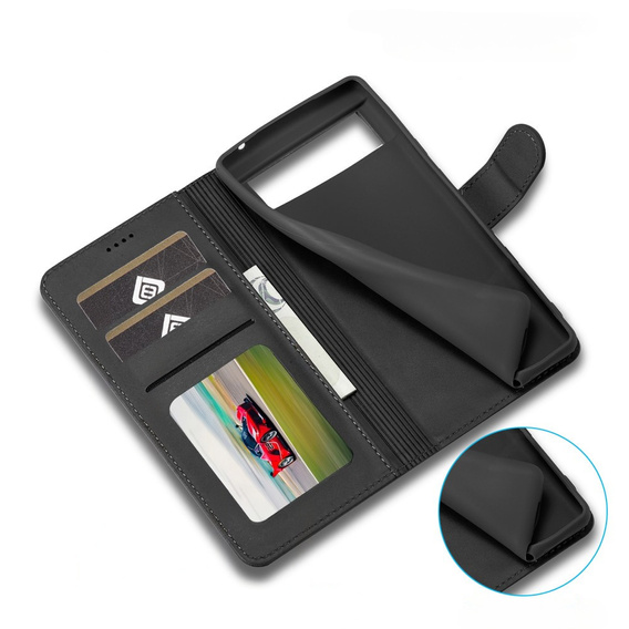 Etui z klapką do Google Pixel 8A, LC.IMEEKE, czarne