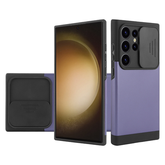 Pancerne etui do MagSafe na Galaxy S24 Ultra, ERBORD MagProtect Cam Slider, fioletowe
