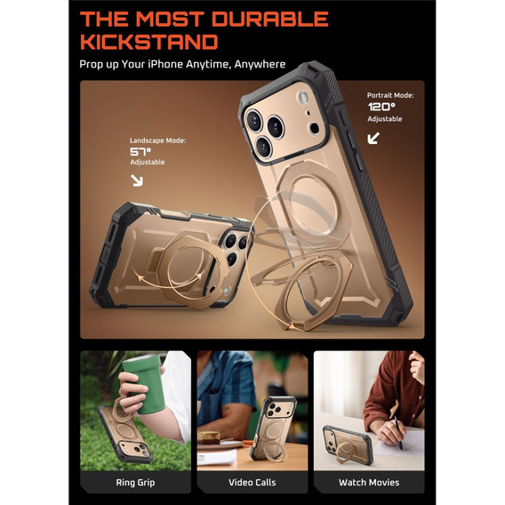 Etui Supcase do iPhone 17 Pro, Unicorn Beetle Grip Pro Mag, Desert Gold