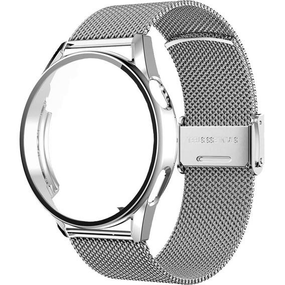 Bransoleta + Etui z osłoną na ekran do Huawei Watch GT 4 41mm, Srebrna