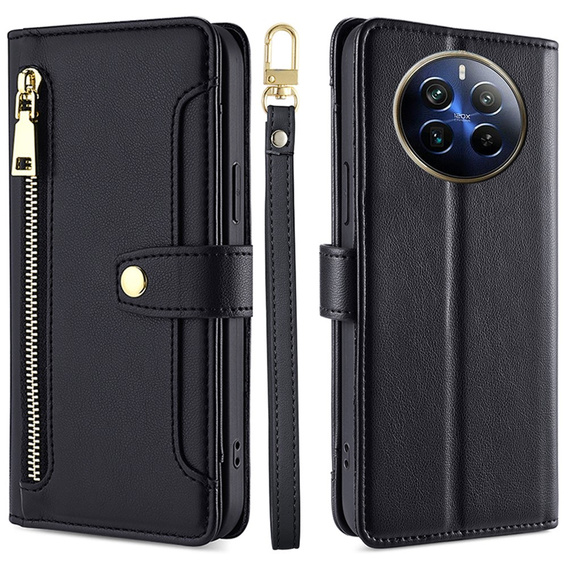 Etui z klapką do Realme 12 Pro 5G / 12 Pro+ 5G, Wallet Zipper Pocket, czarne