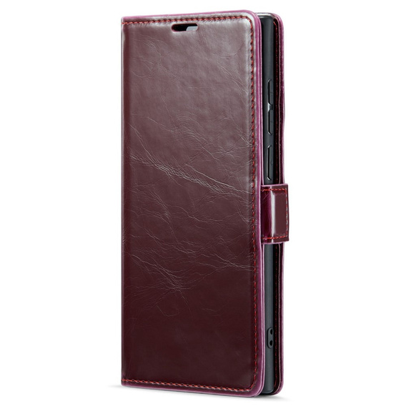 Etui z klapką do Samsung Galaxy S23 Ultra, ERBORD Waxy Wallet, czerwone