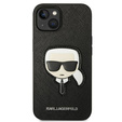 Etui Karl Lagerfeld do iPhone 14 Plus, Saffiano Karl's Head Patch, czarne