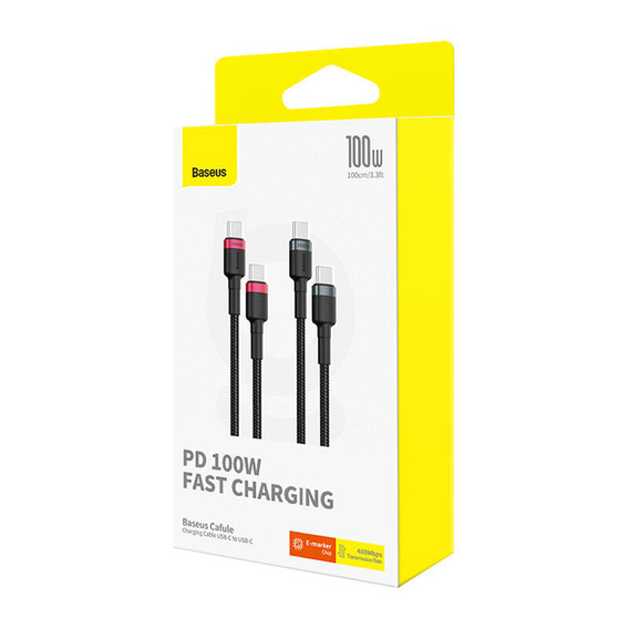 Kabel Baseus Cafule USB-C do USB-C 100W 1m – zestaw 2 sztuk