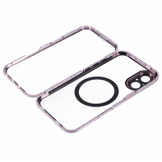 Etui Magnetic Dual Glass MagSafe do iPhone 16, różowe rose gold