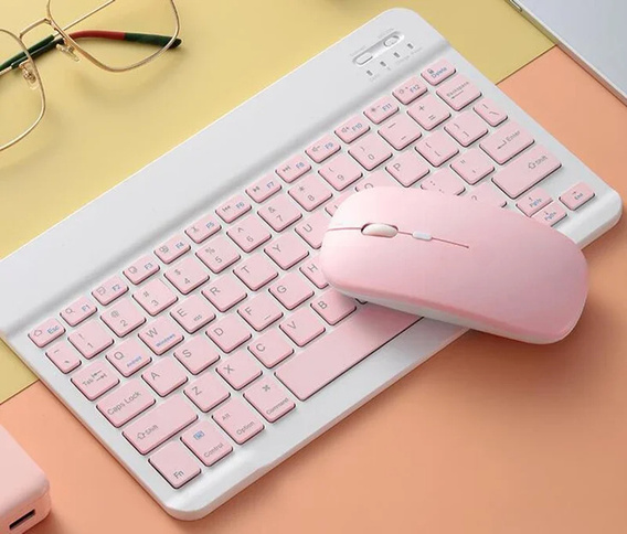 Zestaw bezprzewodowa klawiatura z myszką Bluetooth, różowy