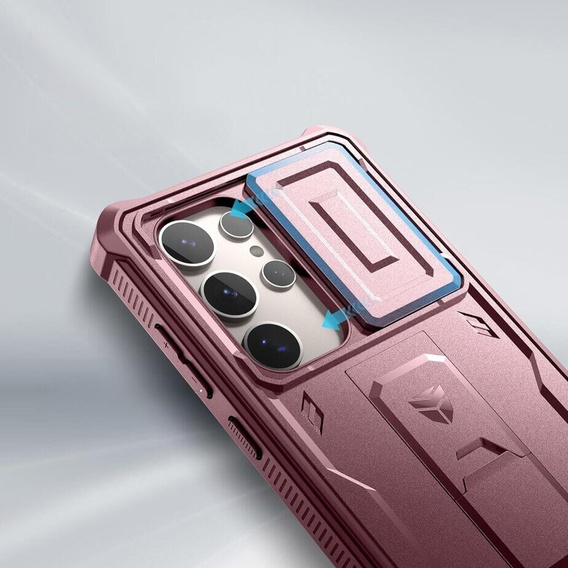 Etui pancerne do Samsung Galaxy S24 Ultra, Dexnor Full Body (Two Frames), czerwone