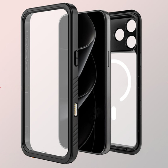 Etui Redpepper do iPhone 17 Pro Max, Wodoodporne IP68, do MagSafe, przezroczyste z czarnymi bokami