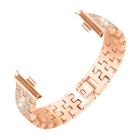 Bransoleta z Diamentami do Xiaomi Smart Band 8 Pro / Xiaomi Smart Band 9 Pro, Różowe rose gold