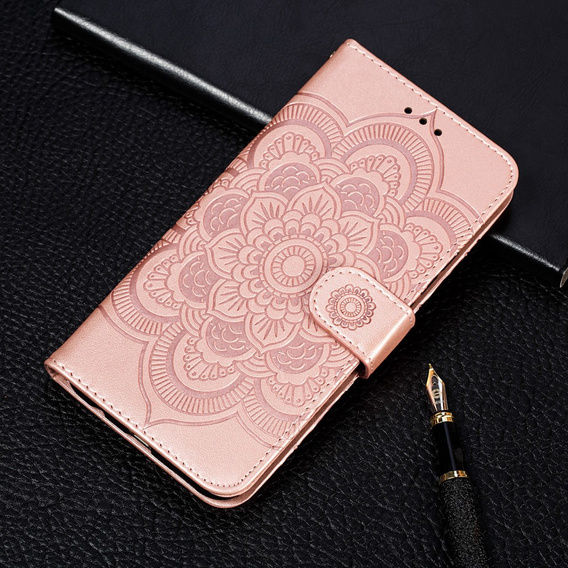 Etui z klapką do Xiaomi Redmi Note 9s/ 9 Pro, Mandala, różowe rose gold