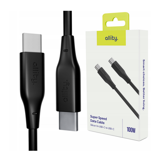 Przewód zasilający Allity USB-C 100W – 1 m - czarny