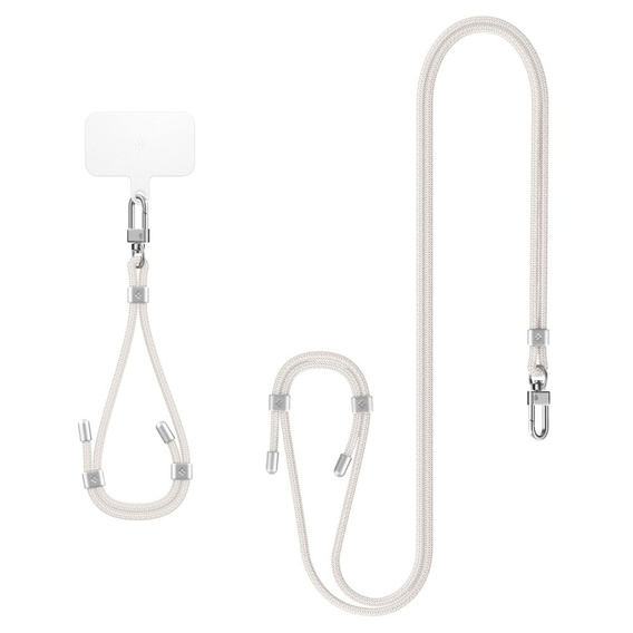 Smycz do telefonu Spigen Crossbody Strap + Wrist Strap + ConTag,  biała