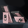 Etui pancerne do Samsung Galaxy S23, Camera Slide Card Slot, różowe rose gold