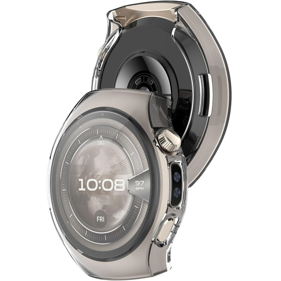 2w1 Etui silikonowe z osłoną ekranu do Huawei Watch 5 42mm – lekka ochrona wyświetlacza i boków - przezroczyste