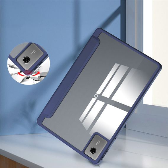 Etui do Lenovo Idea Tab 11" 2025 TB336FU TB336ZU, z przezroczystym tyłem i miejscem na rysik, granatowe