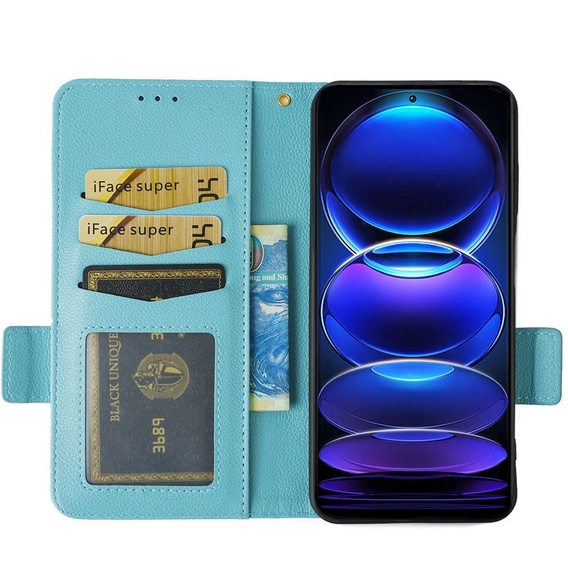 Etui z klapką do Xiaomi Redmi Note 12 5G / POCO X5 5G, Wallet Litchi Magnet, niebieskie