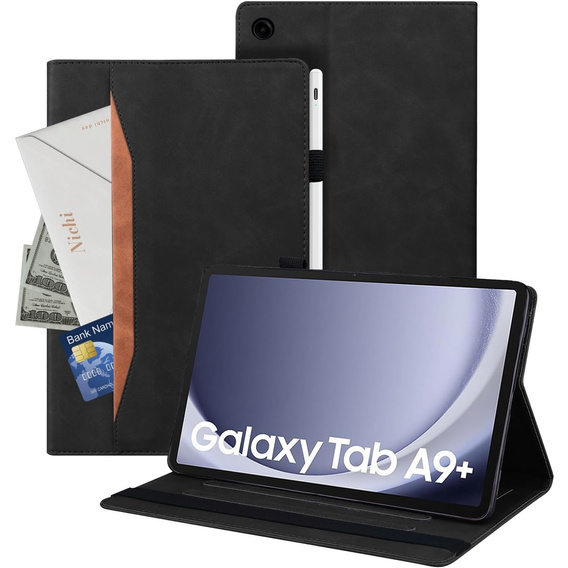 Etui do Samsung Galaxy Tab A9+, Classic, z miejscem na rysik, czarne