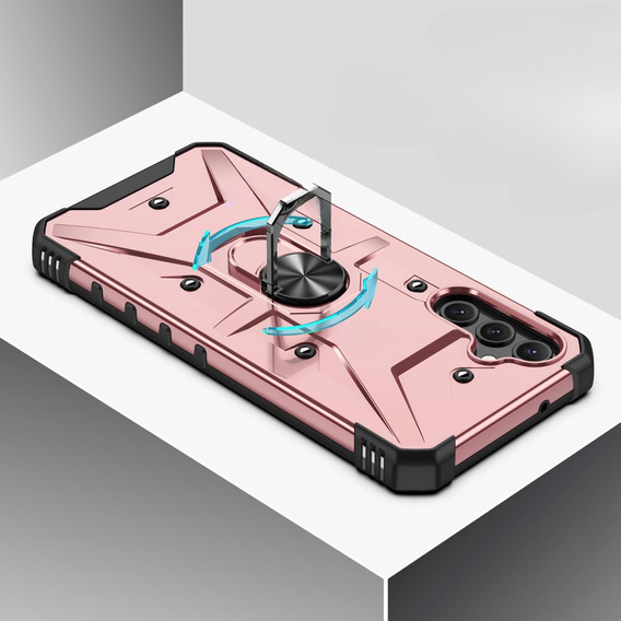 Etui pancerne do Samsung Galaxy A14 4G/5G, z ringiem, różowe rose gold