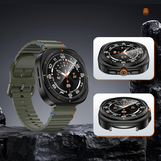2w1 Etui + Szkło Hartowane do Samsung Galaxy Watch 7 40mm, Czarne