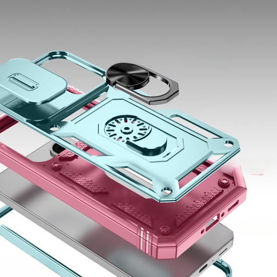 Etui do Samsung Galaxy A56 5G, KickStand Camera Lens, zielone / różowe