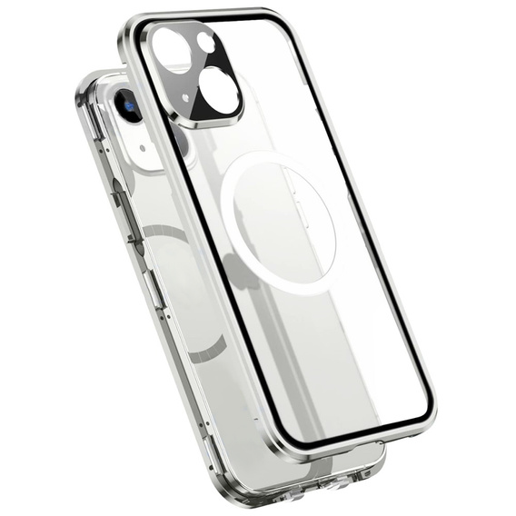 Etui Magnetic Dual Glass MagSafe do iPhone 13, srebrne