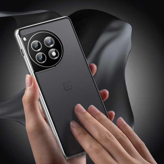 Etui do OnePlus 12 5G, Magnetic Dual Glass, srebrne