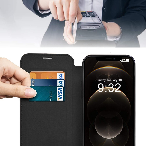 Etui z klapką do iPhone 12 Pro, RFID Wallet MagSafe z ochroną aparatu, czarne