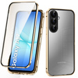 Etui do Samsung Galaxy A17 5G, Magnetic Dual Glass, przezroczyste ze złotymi bokami