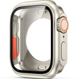 2w1 Pełne Etui + Szkło Hartowane do Apple Watch 7/8/9 45MM, Beżowe/Pomarańczowe