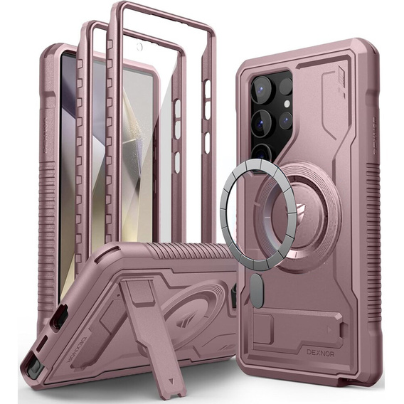 Etui pancerne do Samsung Galaxy S24 Ultra, Dexnor Full Body MagSafe, różowe